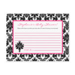 Writable Advice Card Hot Pink Black Damask