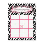 Writable Bingo Card Girly Butterfly Zebra Print