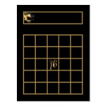 Writable Bingo Card Sweet 16 Gold Black Postcard