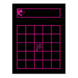 Writable Bingo Card Sweet 16 Hot Pink Black Party Post Card