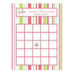 Writable Bingo Card Tea Party Pink Pastel Flowers Postcards