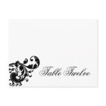 Writable Place Card Black White Floral Filigree