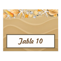 Writable Place Card Seashells on Sandy Beach starf Postcards