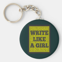 Write Like a Girl Charcoal Keychain