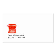 Writer Typewriter Simple White Business Card