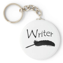 Writer with quill pen key chain