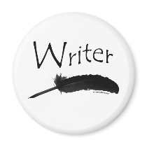 Writer with quill pen magnet
