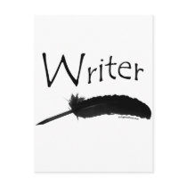 Writer with quill pen post card