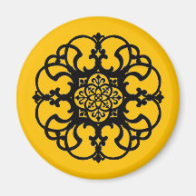 Wrought Iron Yellow Refrigerator Magnets