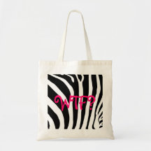 WTF? zebra print tote Canvas Bags