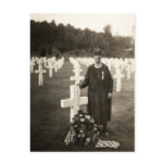 WWI American Mother at her sons grave in France postcards