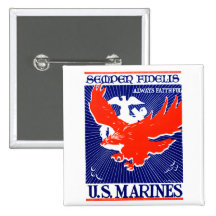 WWII Marine Corps Poster Pinback Button
