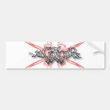 -x Bumper Sticker 001 - Tribal Skulls