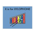 "X" is for Xylophone Alphabet Flashcard postcards