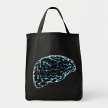 X-RAY BRAIN SIDE VIEW BLUE CANVAS BAGS