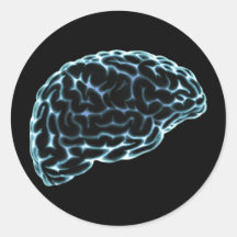 X-RAY BRAIN SIDE VIEW BLUE STICKERS