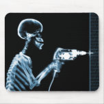 X-RAY CONSTRUCTION SKELETON DRILLING BLUE mousepads