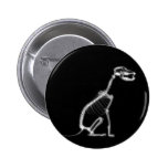 X-RAY PUPPY DOG SKELETON SITTING - B&W PINBACK BUTTONS