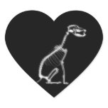 X-RAY PUPPY DOG SKELETON SITTING - B&W ROUND STICKERS