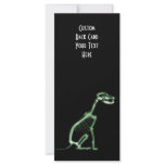 X-RAY PUPPY DOG SKELETON SITTING - GREEN rack cards