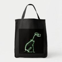 X-RAY PUPPY DOG SKELETON SITTING - GREEN TOTE BAG