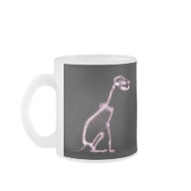 X-RAY PUPPY DOG SKELETON SITTING - PINK COFFEE MUGS