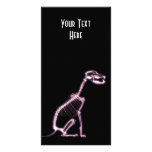 X-RAY PUPPY DOG SKELETON SITTING - PINK PHOTO GREETING CARD