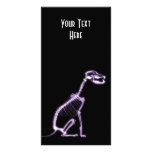 X-RAY PUPPY DOG SKELETON SITTING - PURPLE photo cards