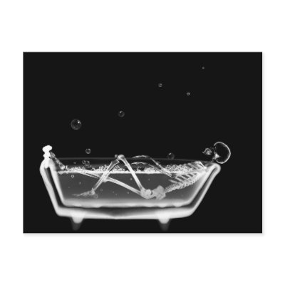X-Ray Skeleton B&W Bath Time Postcards by VoXeeD