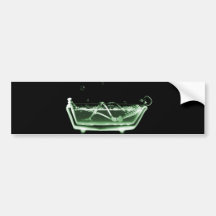 X-Ray Skeleton Bath Black Green Bumper Stickers
