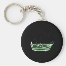 X-Ray Skeleton Bath Black Green Keychain