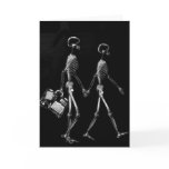 X-Ray Skeleton Couple Travelling Black White Card