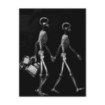 X-Ray Skeleton Couple Travelling Black White Post Cards