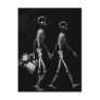 X-Ray Skeleton Couple Travelling Black White Post Cards