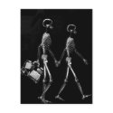X-Ray Skeleton Couple Travelling Black White postcards