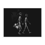 X-Ray Skeleton Couple Travelling Black White postcards