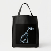 X-RAY SKELETON DOG SITTING - BLUE & BLACK TOTE BAGS