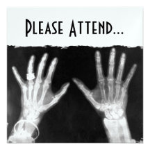 X-Ray Skeleton Hands & Jewellery - B&W Custom Invites