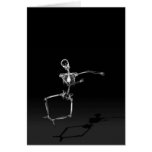 X-RAY SKELETON JOY LEAP B&W GREETING CARD