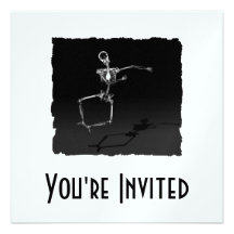 X-RAY SKELETON JOY LEAP B&W PERSONALIZED INVITATIONS