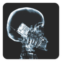 X-RAY SKELETON ON CELL PHONE BLUE