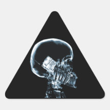 X-RAY SKELETON ON CELL PHONE BLUE STICKER