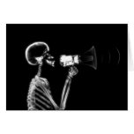 X-RAY SKELETON ON MEGAPHONE - B&W cards