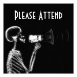 X-RAY SKELETON ON MEGAPHONE - B&W CUSTOM INVITATION