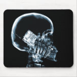 X-RAY SKELETON ON PHONE - BLUE mousepads