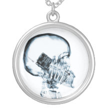 X-RAY SKELETON ON PHONE - BLUE PERSONALISED NECKLACE