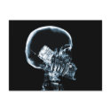 X-RAY SKELETON ON PHONE - BLUE postcards