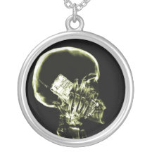 X-RAY SKELETON ON PHONE - YELLOW NECKLACES