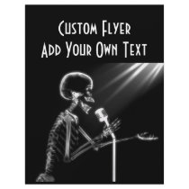 X-RAY SKELETON SINGING ON RETRO MIC - B&W