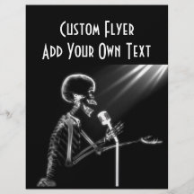 X-RAY SKELETON SINGING ON RETRO MIC - B&W PERSONALISED FLYER
